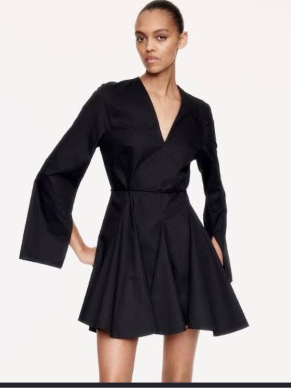 H&M Black V-Neck Flared Mini Dress